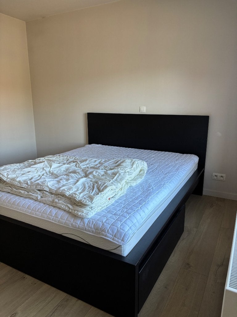 Tweepersoonsbed MALM Ikea + MATRAS, Ophalen, Zwart, Tweepersoons, Zo goed als nieuw