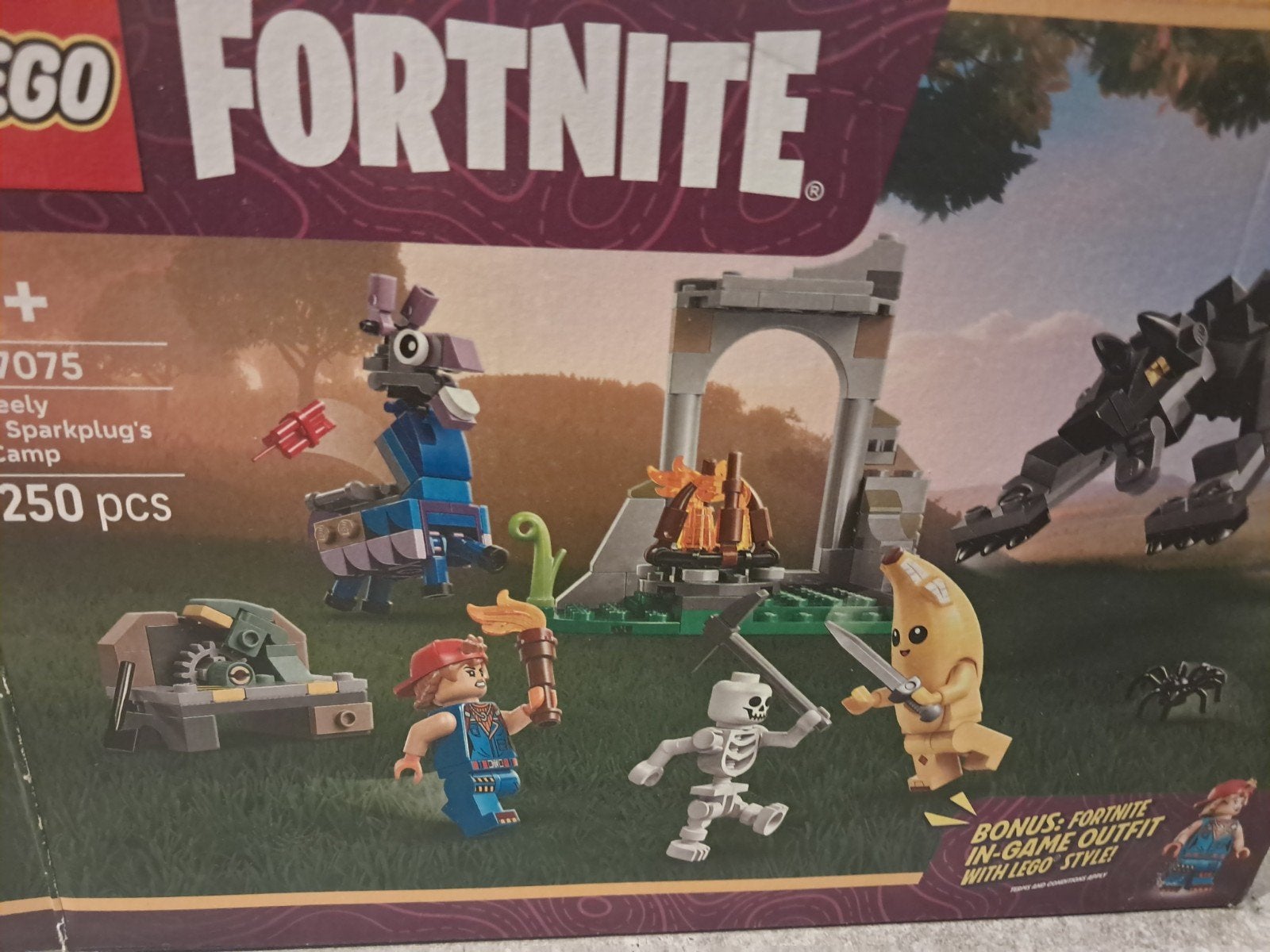 Lego Fortnite 77075 Peely en Sparkplug's kamp., Overige thema's, Lego, Ophalen of Verzenden, Zo goed als nieuw