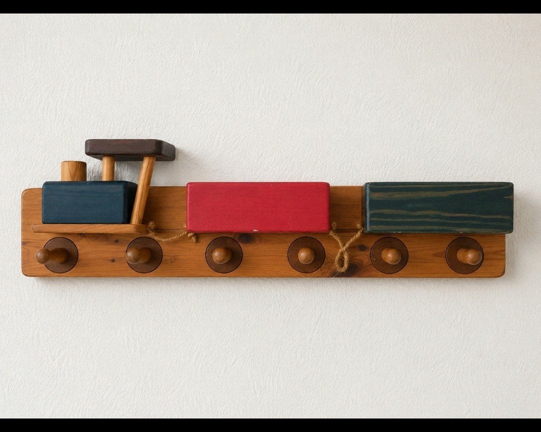 Houten kapstok trein 6 haken, Ophalen