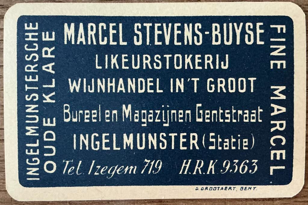 Carte à jouer INGELMUNSTERSCHE OUDE KLARE/STEVENS-BUYSE, Enlèvement ou Envoi, Comme neuf, Carte(s) à jouer