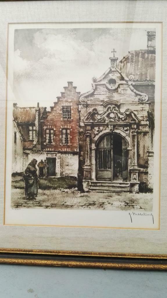 Roger Hebbelinck kleur ets litho, Antiek en Kunst, Ophalen
