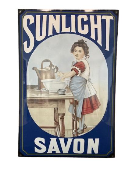 Plaque en émail « Sunlight Savon », Collections, Panneau publicitaire, Enlèvement ou Envoi, Comme neuf, X
