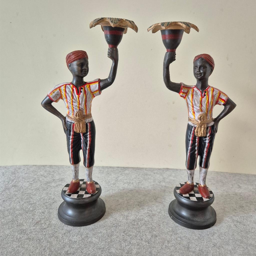 2 kandelaars met blackamoor figuren, Ophalen of Verzenden