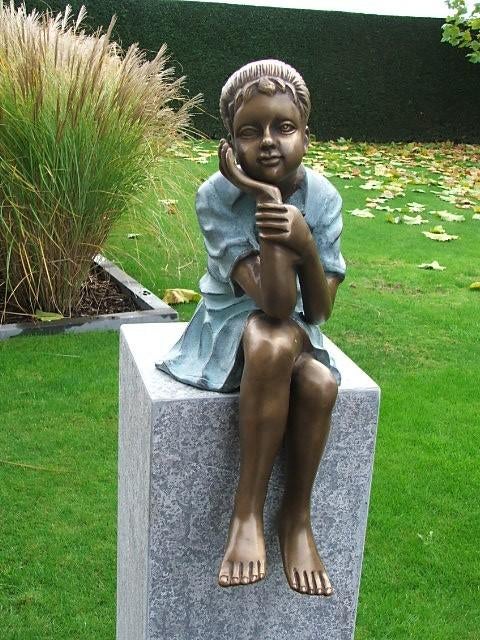 Bronzen meisje ook jongen in stock, ruime keuze brons beeld!, Tuin en Terras, Tuinbeelden, Nieuw, Mensenbeeld, Overige materialen
