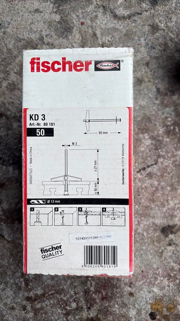 Fischer kd3, Bricolage & Construction, Enlèvement, Comme neuf, 50 à 100 mm, Chevilles