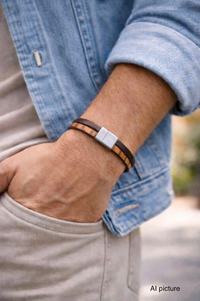 Echt lederen armbanden + los leer om zelf armbanden te maken, Bijoux, Sacs & Beauté, Bracelets, Enlèvement ou Envoi, Neuf, Autres couleurs