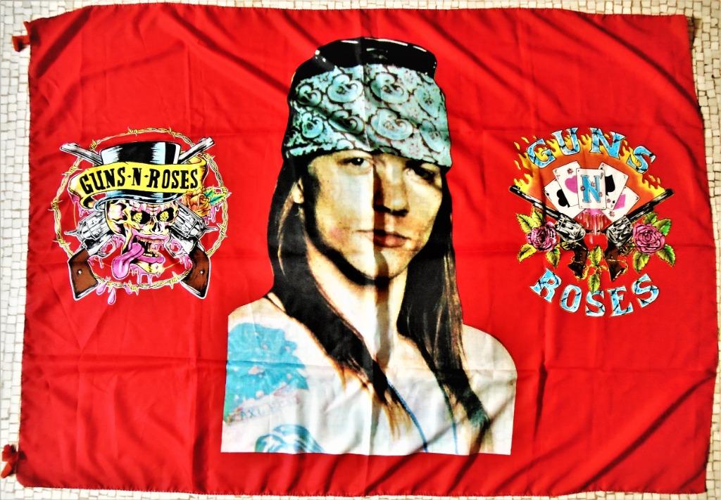 Guns 'N Roses - Drapeau avec le portrait d'Axl Rose - 1980's, Enlèvement ou Envoi, Comme neuf