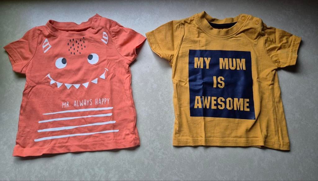 2 toffe zomershirts - Maat 68, Kinderen en Baby's, Babykleding | Maat 68, C&A, Ophalen of Verzenden, Zo goed als nieuw, Jongetje