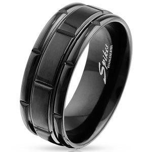 Bague pour homme en acier noir avec compartiments, Neuf, Enlèvement ou Envoi, Fer ou Acier, Homme
