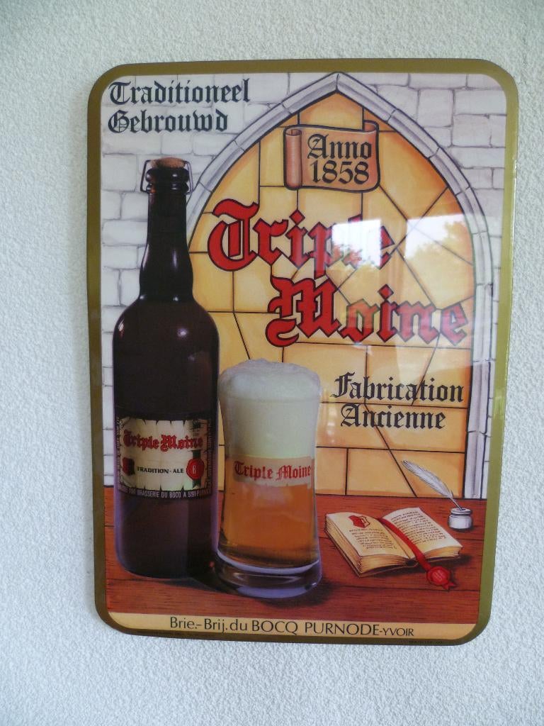 GLACOIDE RECLAME BORD"TRIPLE MOINE"UIT 1983, Enlèvement ou Envoi, Comme neuf, Panneau publicitaire