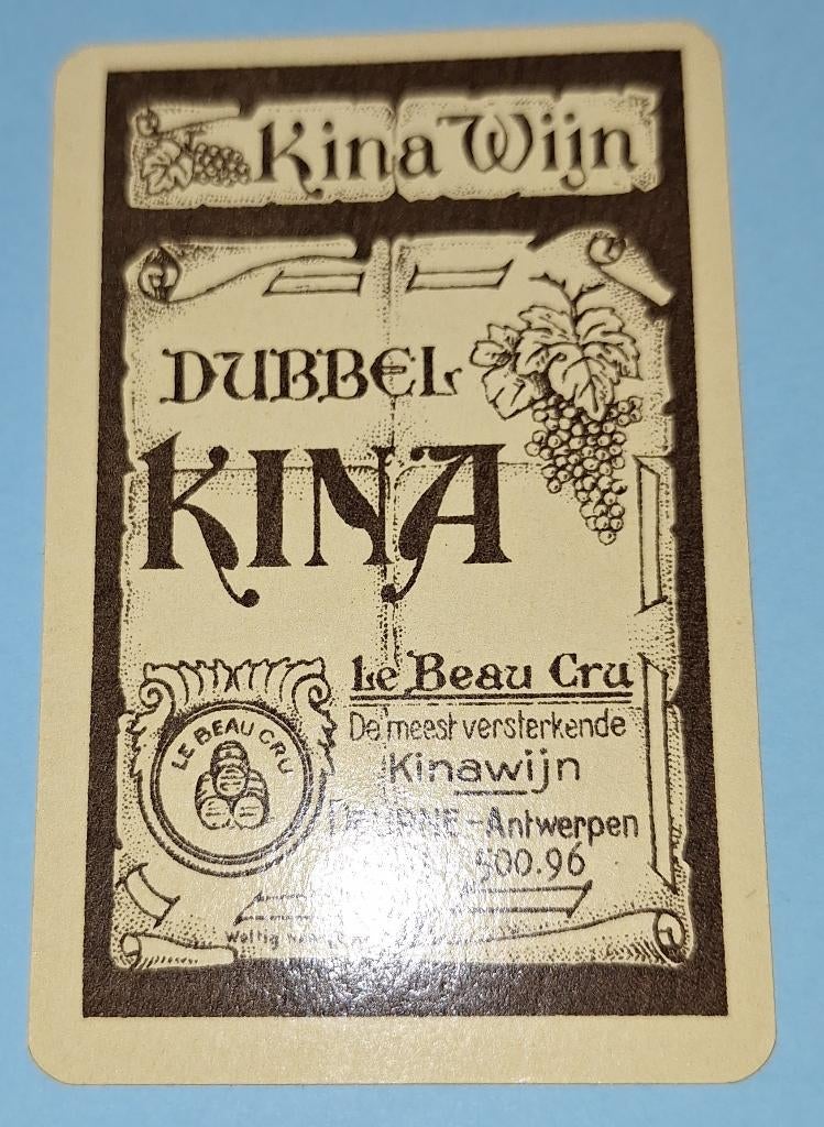 Speelkaart Antwerpen, Deurne – Dubbel Kina_118, Ophalen of Verzenden, Gebruikt, Speelkaart(en)
