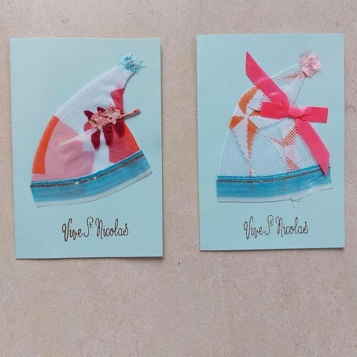 2 vintage postkaarten Vive St. Nicolas ( met stof afgewerkt), Enlèvement ou Envoi