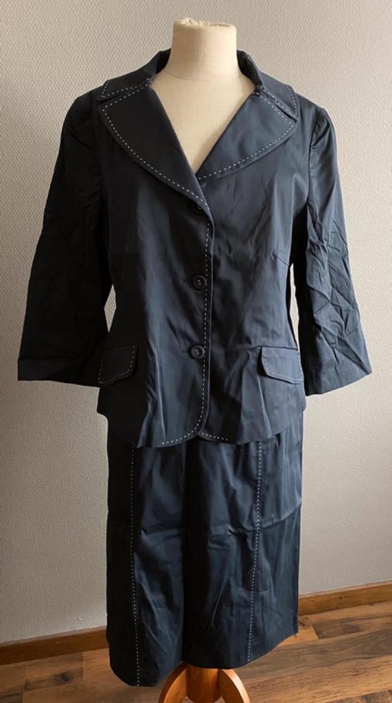 Donkerblauw co-ord setje Natan maat 48/50, Kleding | Dames, Jasjes, Kostuums en Pakken, Zo goed als nieuw, Kostuum of Pak, Maat 46/48 (XL) of groter