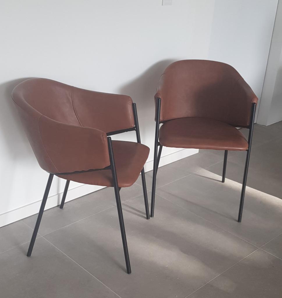 Chaises de salle à manger en semi-cuir marron, Maison & Meubles, Chaises, Neuf, Brun, Enlèvement, Cinq, Six Chaises ou plus