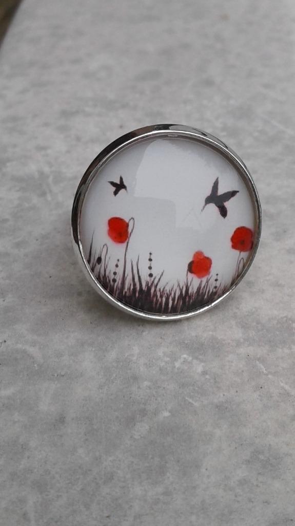 Bague cabochon neuve Les Coquelicots, Enlèvement ou Envoi, Neuf