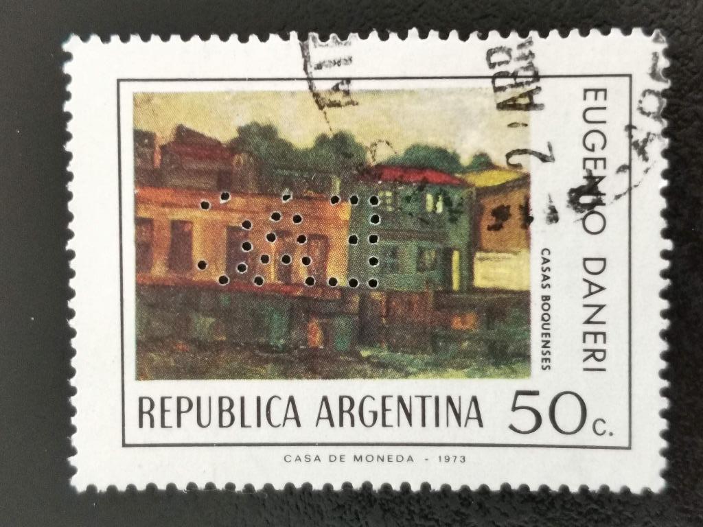 Argentinie 1974 - schilderkunst  - perfin, Postzegels en Munten, Ophalen of Verzenden, Gestempeld, Zuid-Amerika