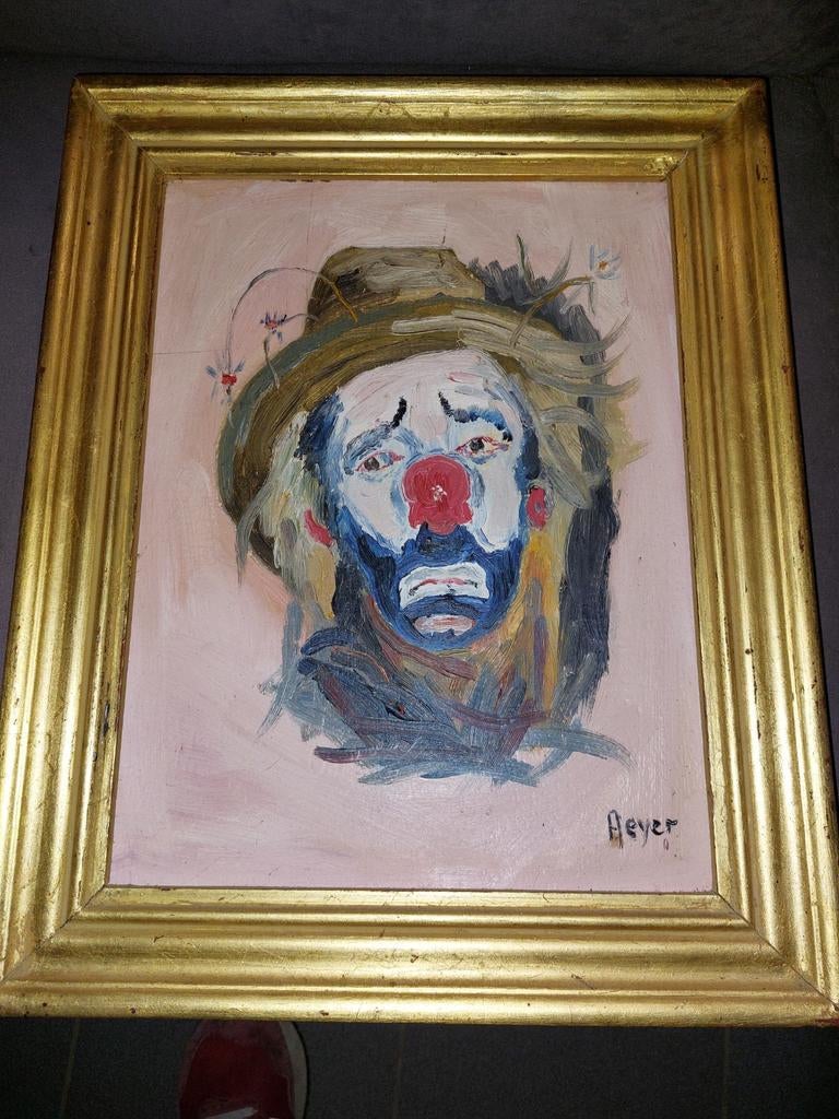 Schilderij clown, Antiek en Kunst, Kunst | Schilderijen | Klassiek, Ophalen