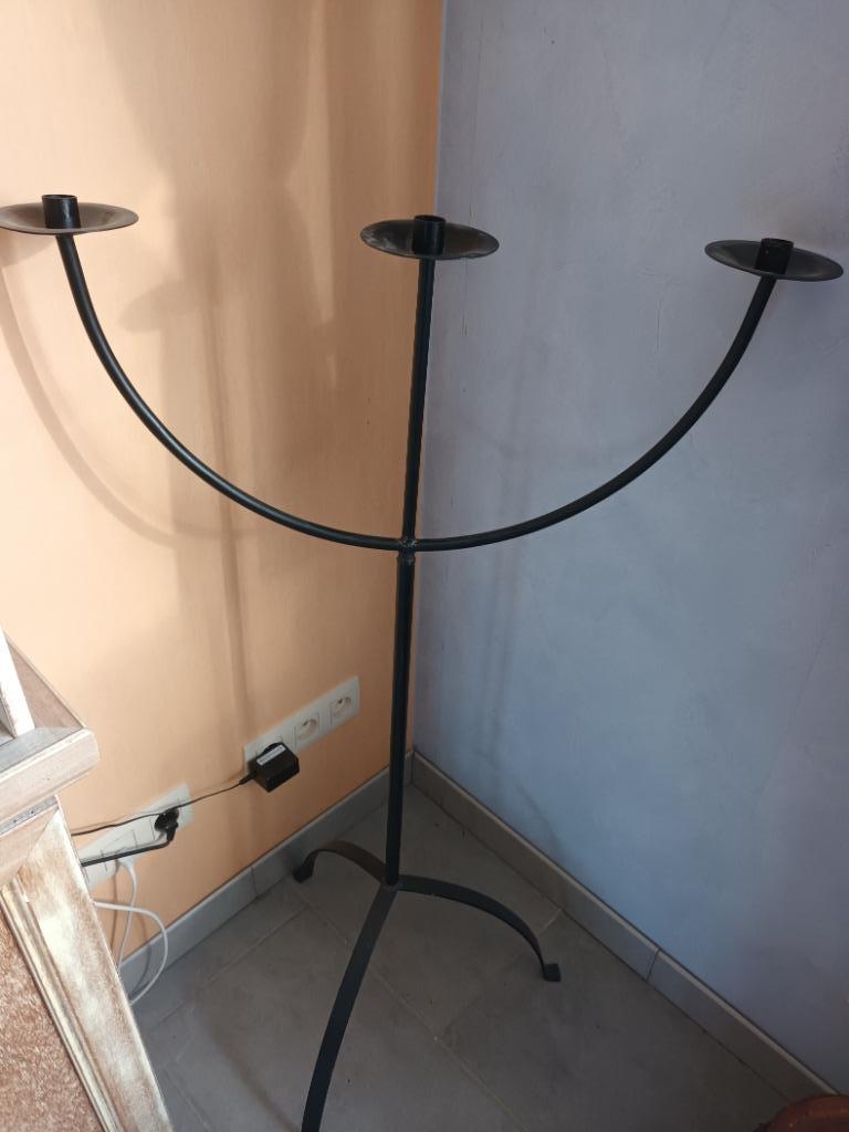 kandelaar met 3 armen in ijzer, Enlèvement ou Envoi, Utilisé, Métal, Chandelier