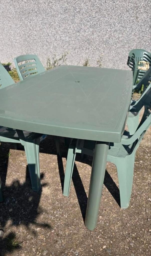 Tuinset tuinstoel 4x en tafel Lawn comfort en Curver groen, Ophalen, Zo goed als nieuw, Tuinset