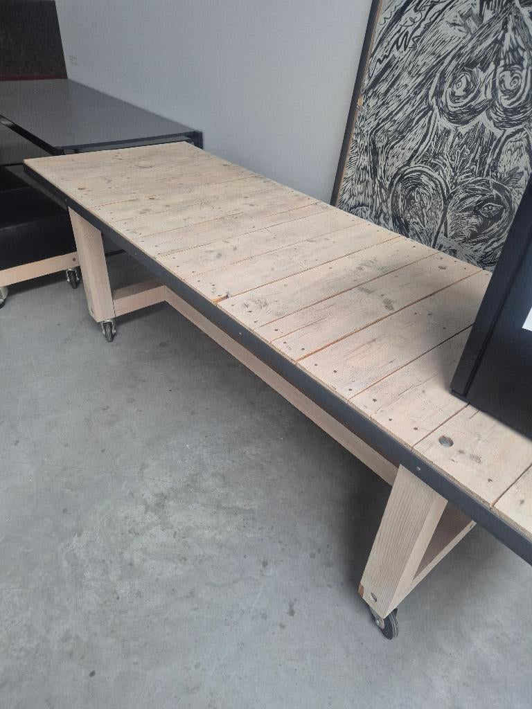 Houten Tafel op wielen - GRATIS levering, Ophalen, Gebruikt, 75 cm of meer, 60 cm of meer
