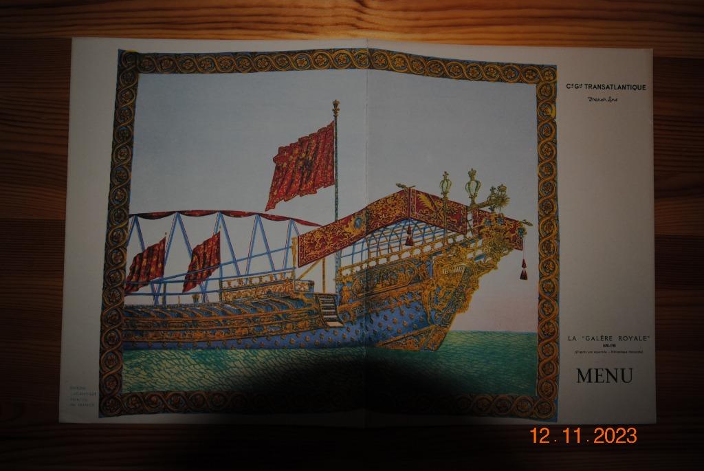 Prachtige menukaart van het stoomschip "Normandie", Verzamelen, Ophalen, Zo goed als nieuw, Voor 1940, Prent