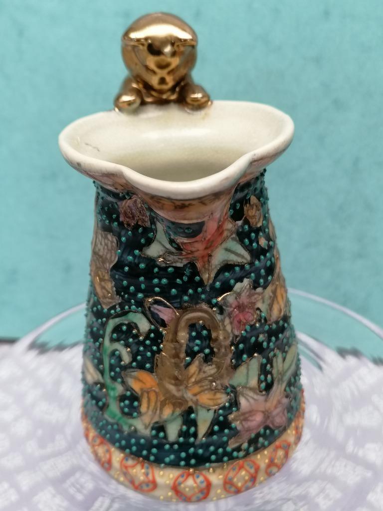 Antiek Japans Satsuma kruikje Meiji periode Goud Kat 13cm, Enlèvement ou Envoi