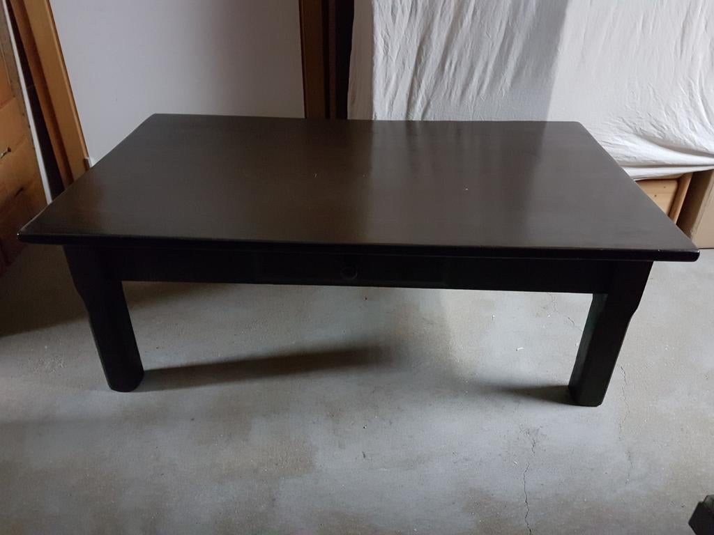 Massief houten salontafel koloniale stijl, Ophalen, 100 tot 150 cm, 50 tot 100 cm, Zo goed als nieuw