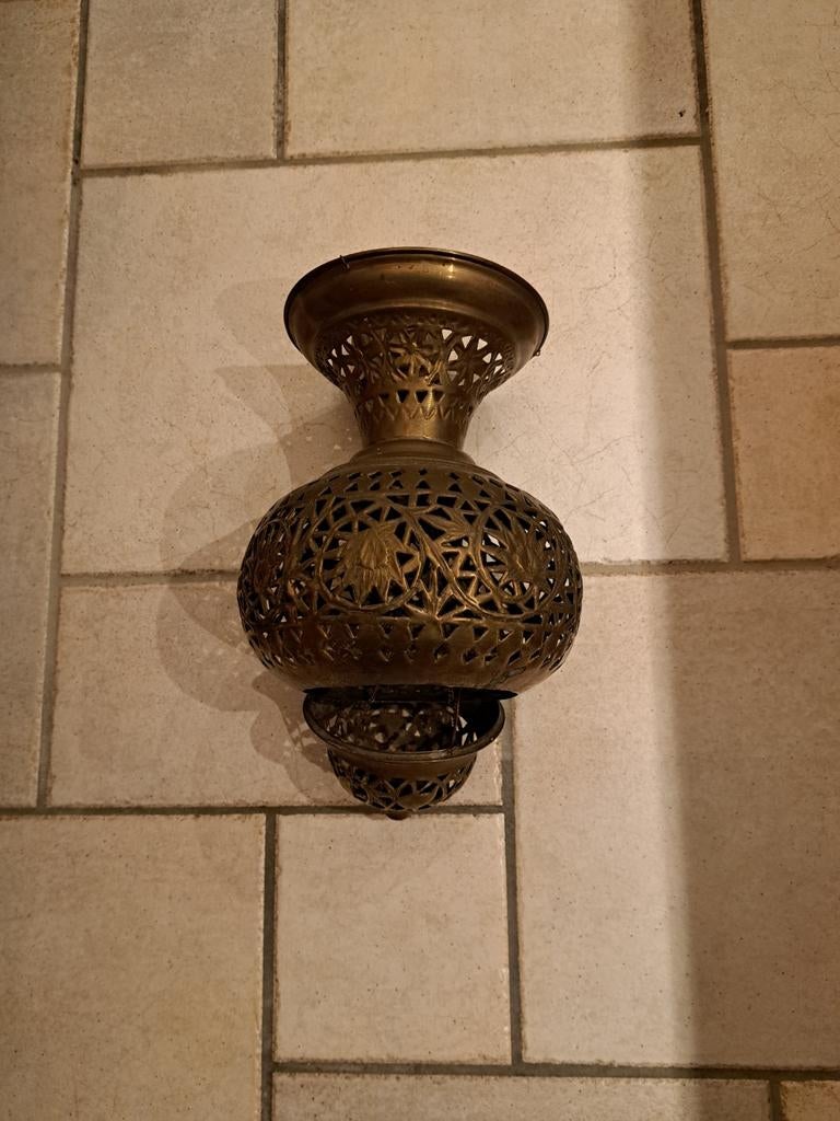 Vintage oosterse koperen hanglamp, Ophalen of Verzenden