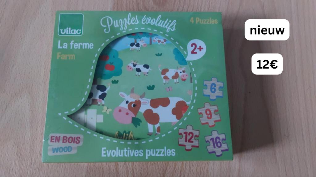 Nieuwe mooie houten puzzels Vilac 6 9 12 16 stuks, Kinderen en Baby's, Ophalen of Verzenden, Minder dan 10 stukjes, Nieuw, 2 tot 4 jaar