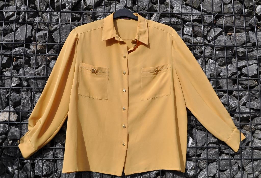 M175.Chemisier manches longues moutarde – Taille 48 –, Devernois, Ophalen of Verzenden, Gedragen, Maat 46/48 (XL) of groter