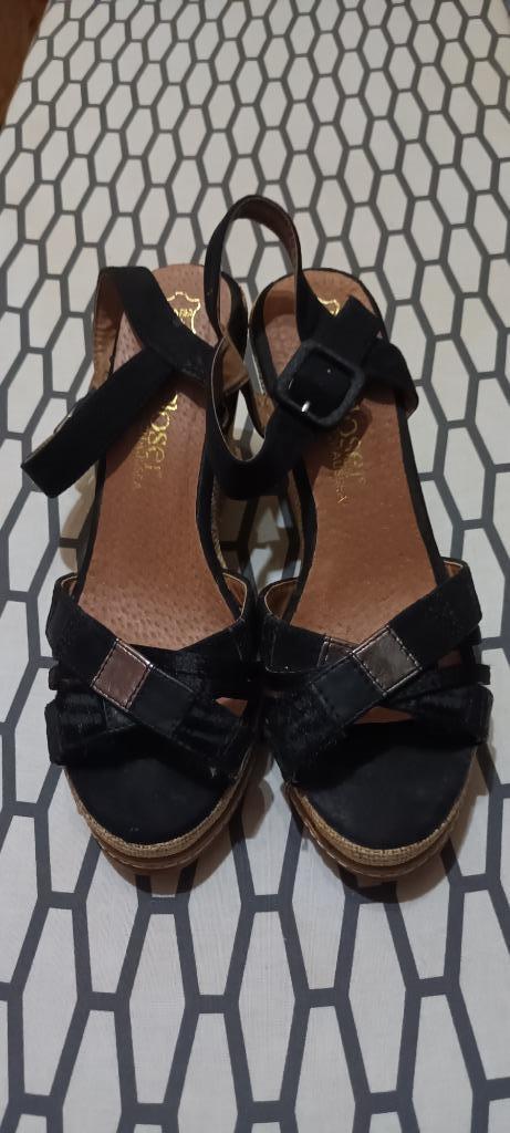 Sleehak sandaal, Ophalen, Zwart, Closer, Sandalen of Muiltjes