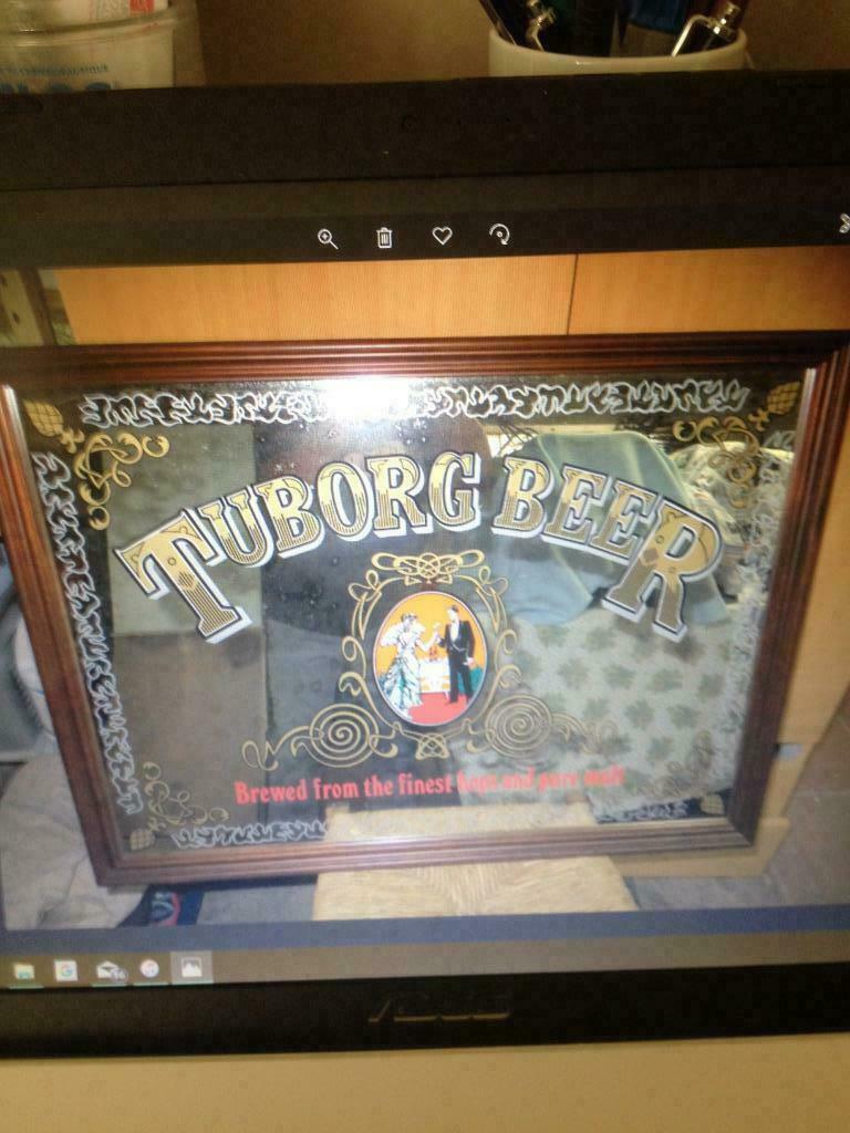 miroir tuborg, Collections, Enlèvement, Comme neuf, Panneau, Plaque ou Plaquette publicitaire, Autres marques