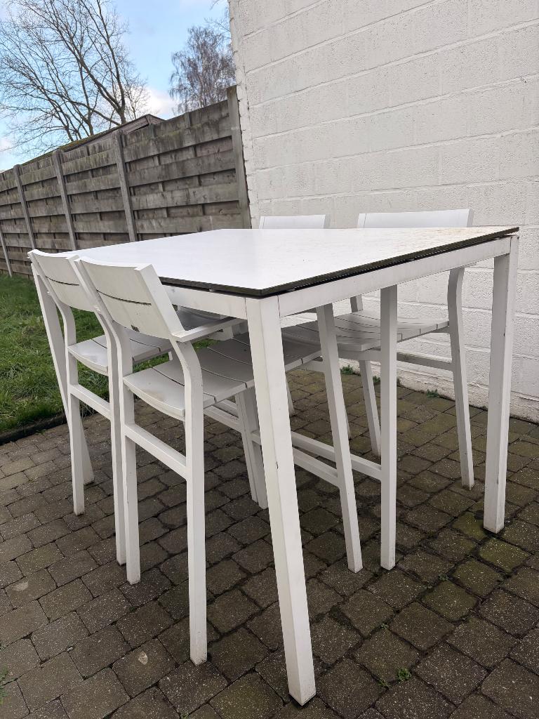 Tuintafel (hoge) wit metaal, Tuin en Terras, Ophalen