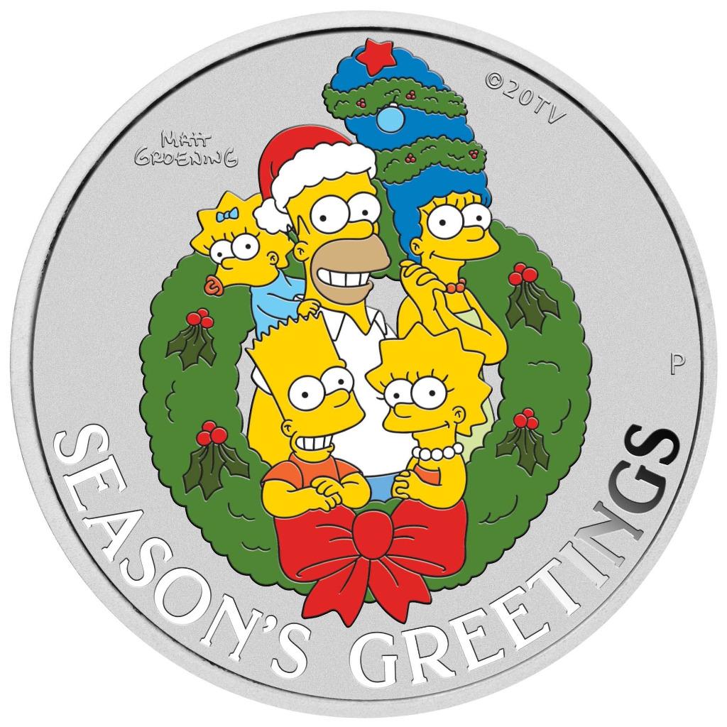 The Simpsons Season's Greetings - 1 oz zilver - Tuvalu 2022, Ophalen of Verzenden, Losse munt, Zilver