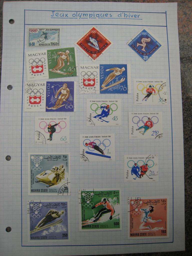Lot de timbres Jeux Olympiques d'hiver, Envoi, Affranchi, Sport