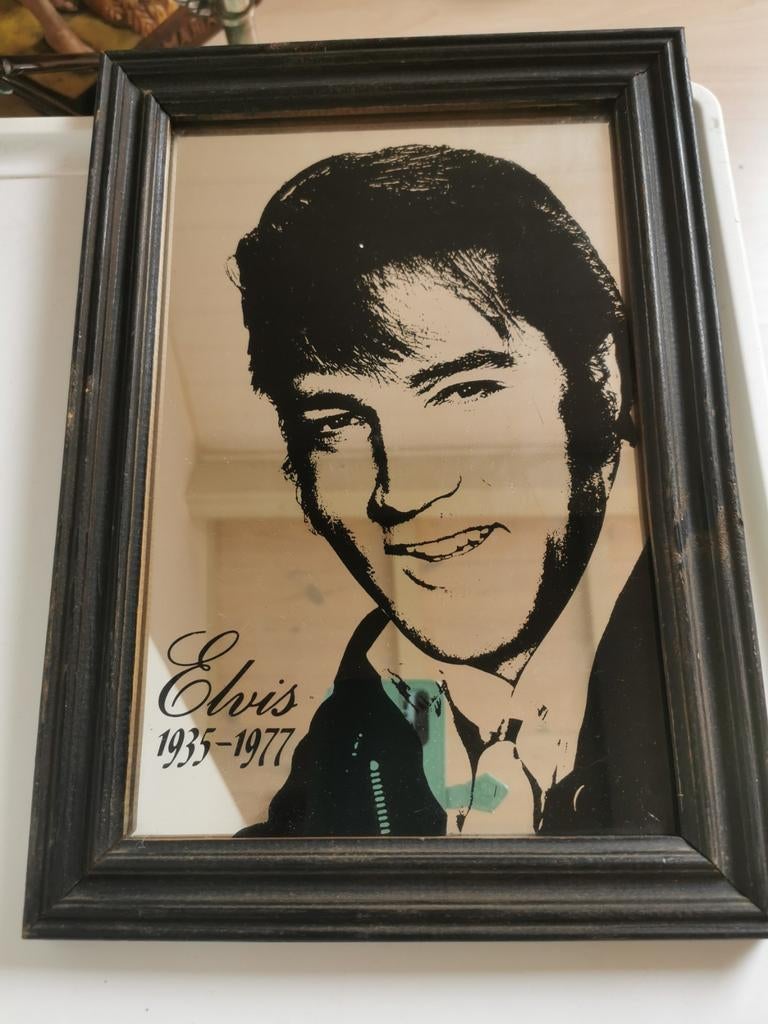 Spiegel met foto van Elvis Presley, Verzamelen, Ophalen of Verzenden, Gebruikt