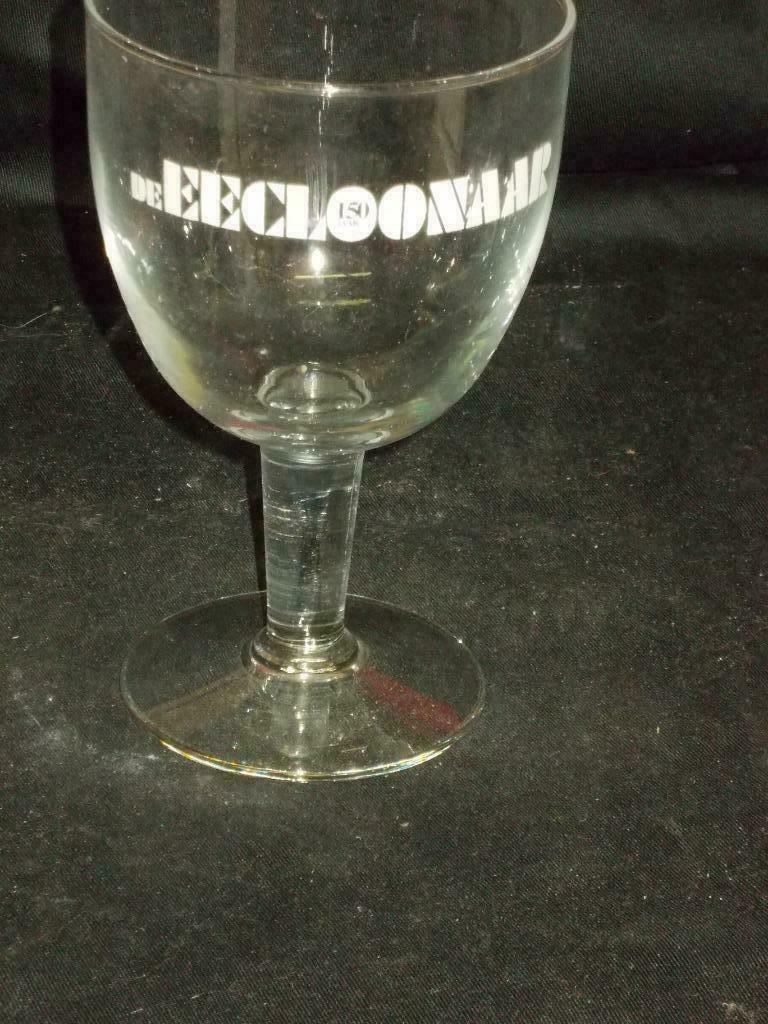 Bierglas.De Eecloonaar. 150 Jaar. D 122, Ophalen of Verzenden, Gebruikt, Glas of Glazen, Overige merken