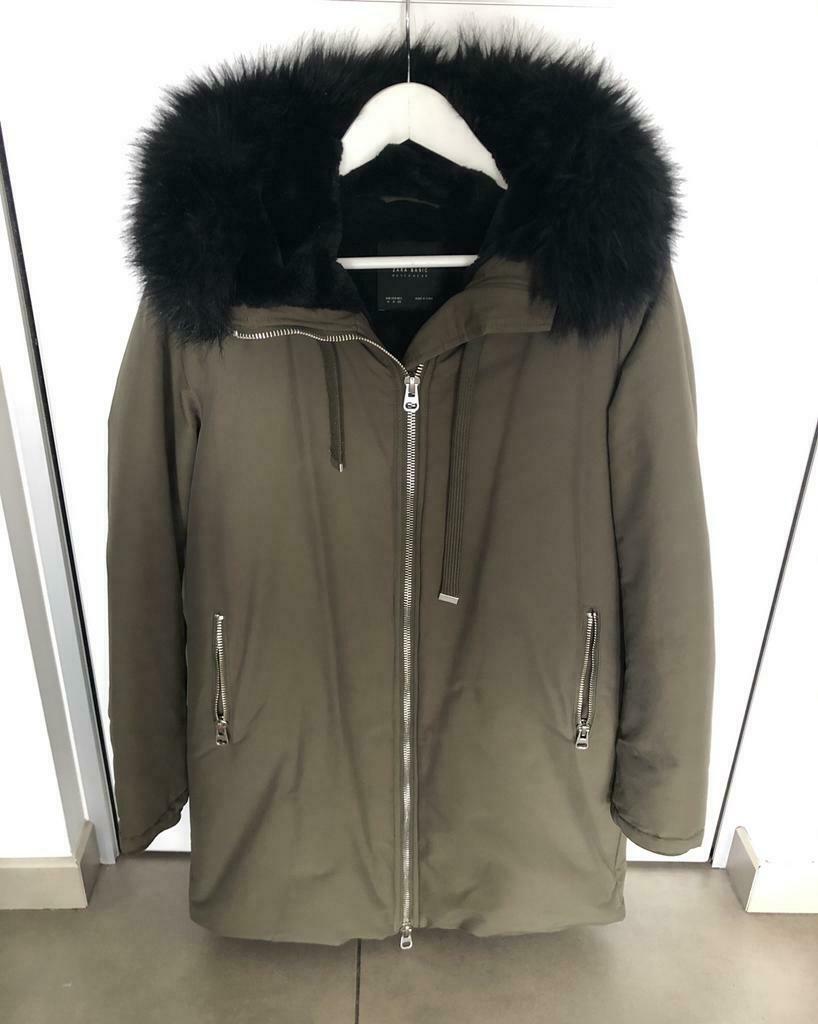 Khaki winterparka van Zara Basic, Maat 38/40 (M), Zara, Ophalen of Verzenden, Zo goed als nieuw
