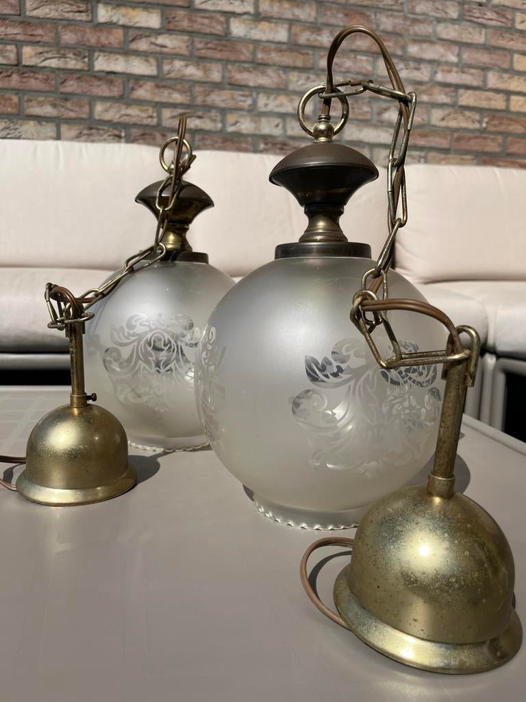 Lustres suspensions en verre, Maison & Meubles, Lampes | Suspensions, Enlèvement, Utilisé, Verre