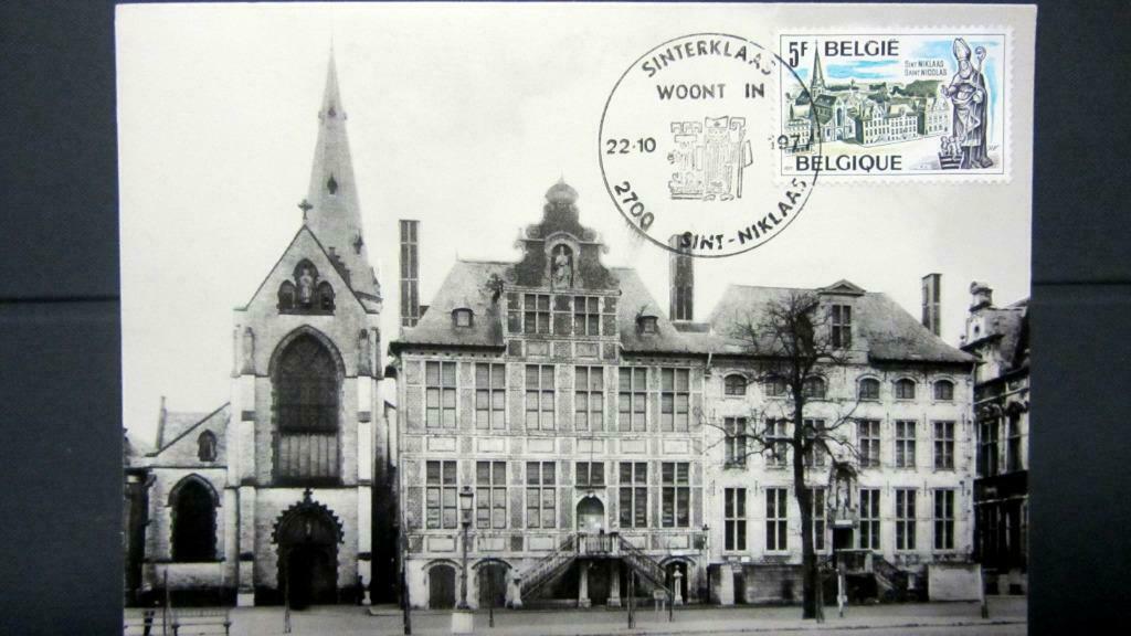 FIRST DAY OP KAART- TOERISME-STEDEN- SINT- NIKLAAS- BELGIË, Postzegels en Munten, Ophalen of Verzenden, Gestempeld, Plaats of Gebouw