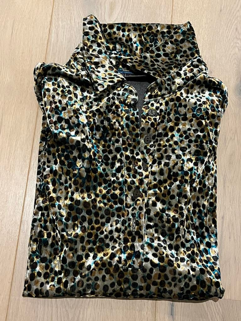 Green ice velours blouse l, Ophalen of Verzenden, Zo goed als nieuw