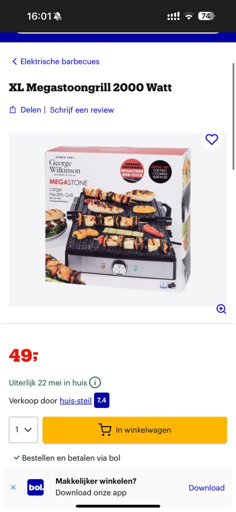 Grill XL Megasto 2000 watts, Ophalen, Nieuw
