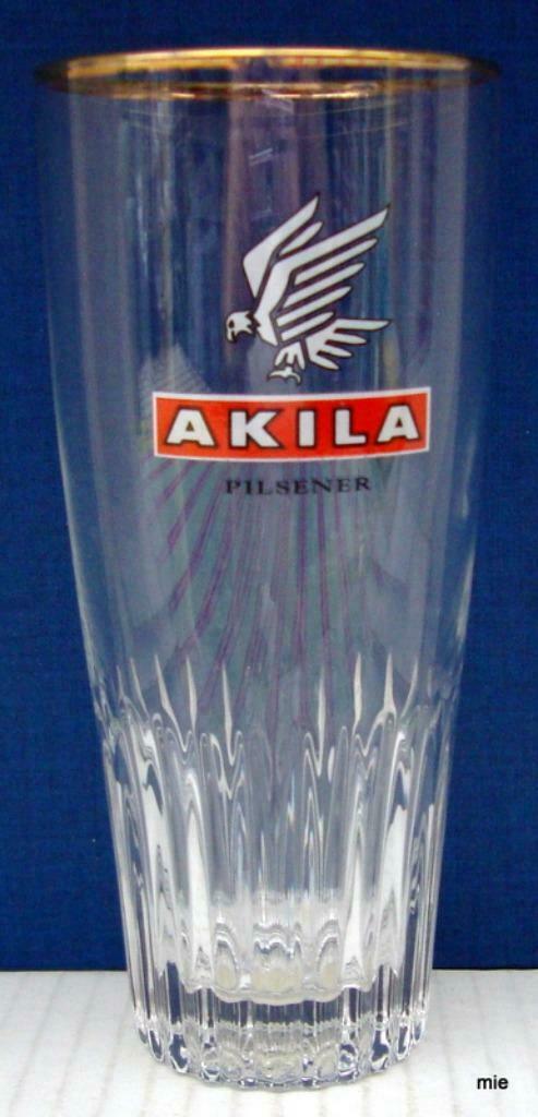 Bier brouwerij glas Louwaege akila met goudboord, Verzamelen, Biermerken, Ophalen of Verzenden, Zo goed als nieuw, Glas of Glazen