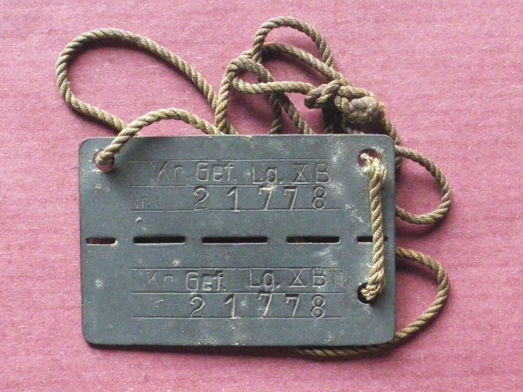Plaque d'identification d'un Belge prisonnier au Stalag XB, Verzamelen, Verzenden, Landmacht, Embleem of Badge