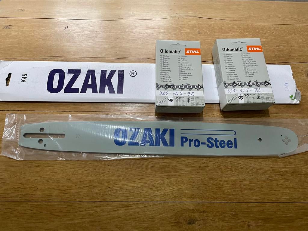 Zaagblad 45cm ozaki + 2 stihl kettingen!, Ophalen of Verzenden, Nieuw