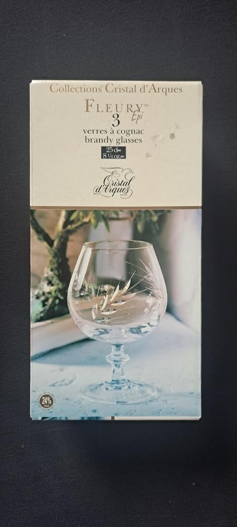 Set de 3 verres à cognac Cristal d'Arques Fleury, Collections, Verres & Petits Verres, Enlèvement ou Envoi
