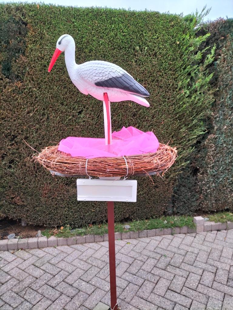 Ooievaars met en zonder strik op echt nest / geboorteborden., Ophalen, Nieuw, Geboortebord