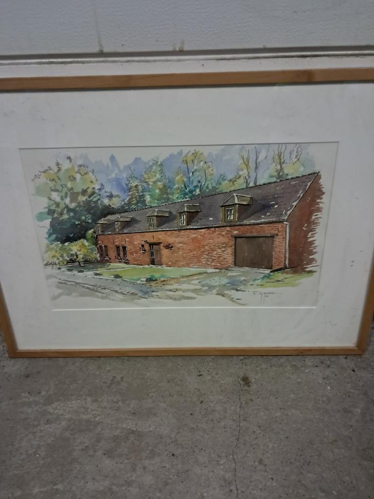 Peinture fermette des cents pieds , signature Gigounon