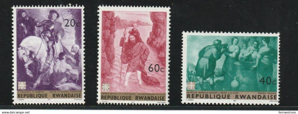 RWANDA TIMBRES 1967 PEINTURES CELEBRES NEUFS NON OBLITERES, Enlèvement ou Envoi, Autres pays, Non oblitéré