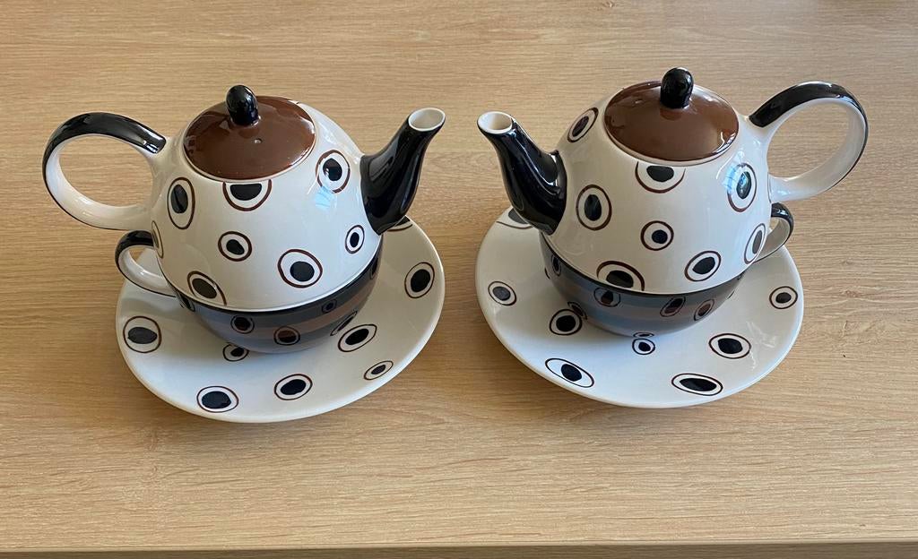 2 x koffiekop, kannetje en bordje. 12 euro voor allebei., Huis en Inrichting, Keuken | Servies, Ophalen, Nieuw